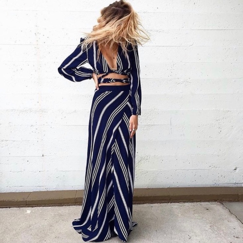 Flynn Skye Wrap It Up Set in Sapphire Stripe XS/S